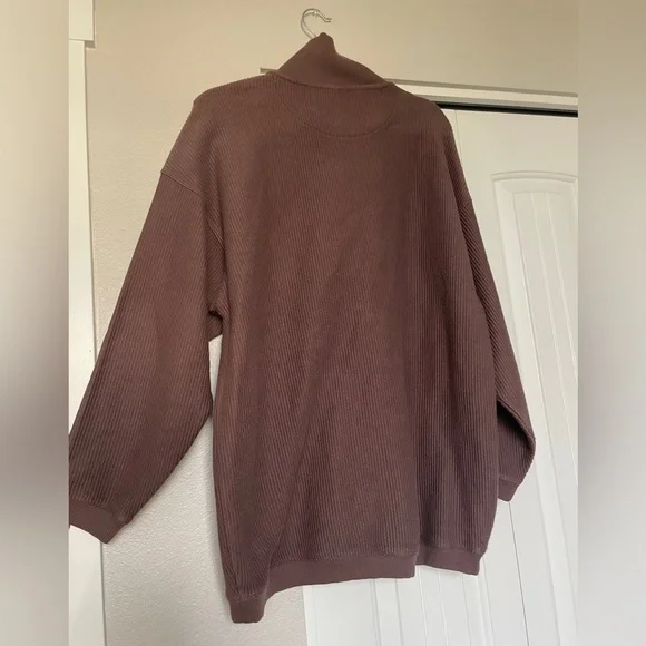 Aerie Ribbed Quarter-Zip Pullover | Oversized - Picture 5 of 6